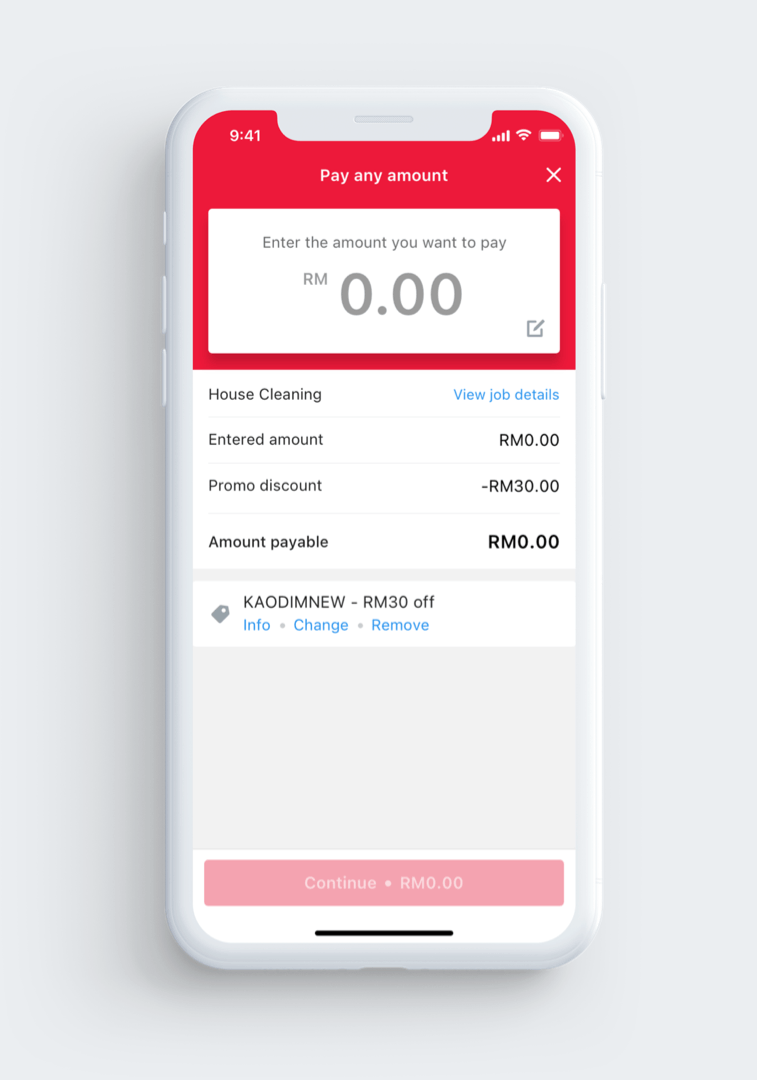 New UI for customer initiating partial payment