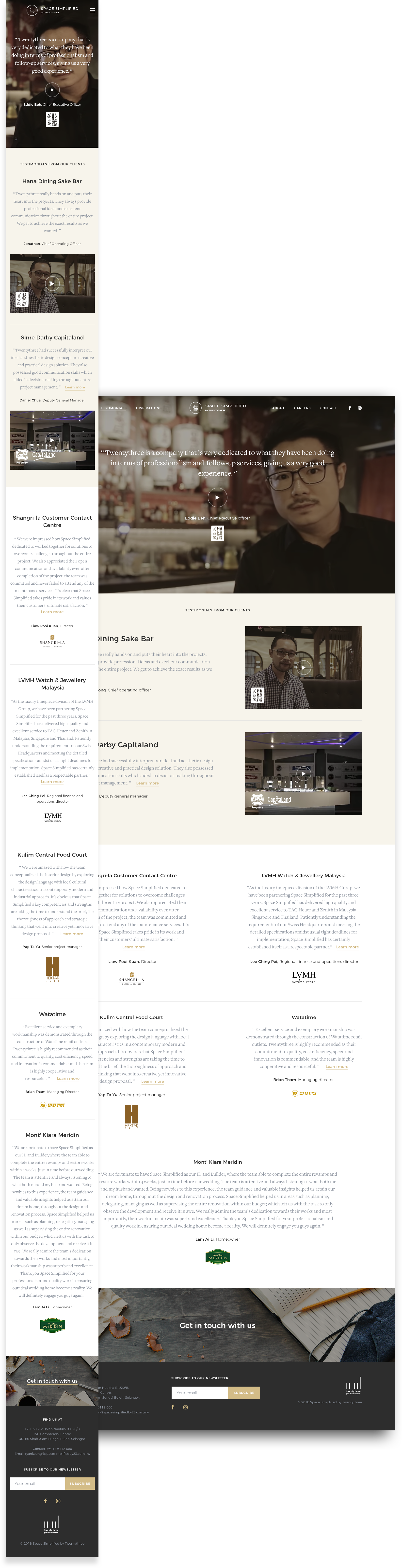 Photo of testimonials UI for desktop and mobile views